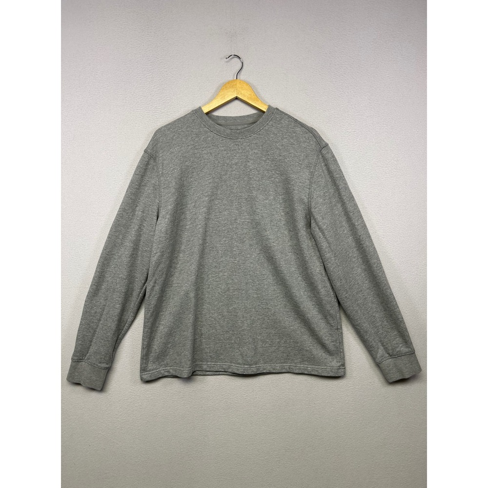 Gorpcore Outdoor Orvis Mens L Gray Herringbone Knit Long Sleeve Crew Pullover